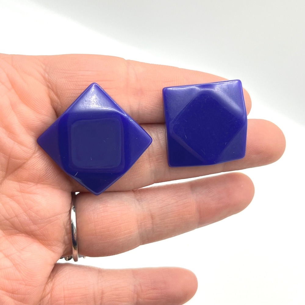Vintage Purple Square Resin Stud Earrings Geometric 80s‎ Statement Post